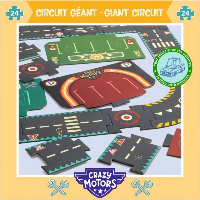 Puzzle circuit de course pour petites voitures DJECO Crazy Motors