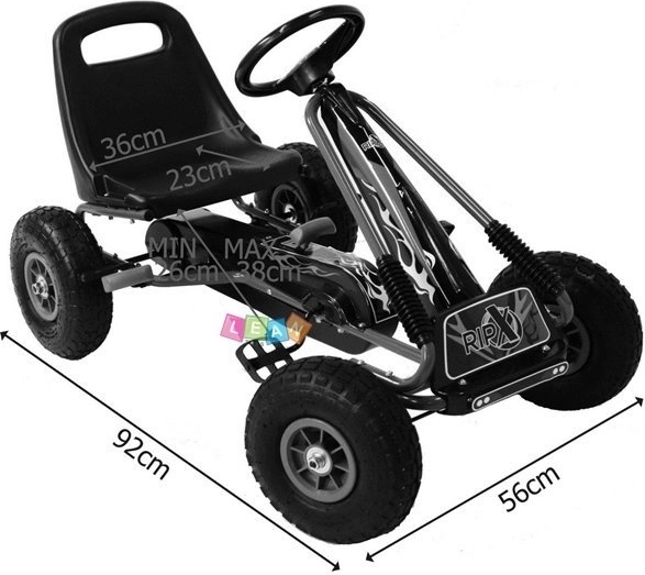 Kart à pédales pneumatique + Pneus gonflables + Siège réglable – Verte