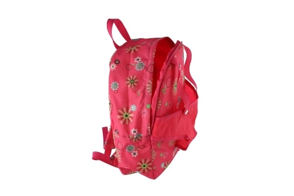 Sac à dos rose avec porte-poupée au motif fleuri
