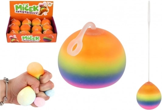 Balle anti-stress à presser arc-en-ciel 6 cm avec slime