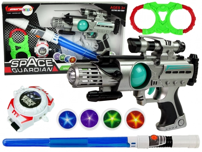 Ensemble d'armes spatiales Space Guardian avec pistolet laser et épée