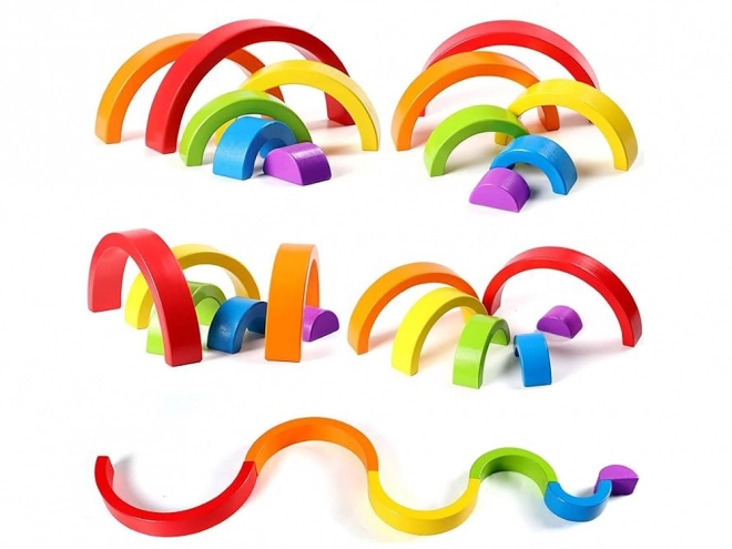 Puzzle éducatif en bois Montessori arc-en-ciel coloré + tâches ZA5328
