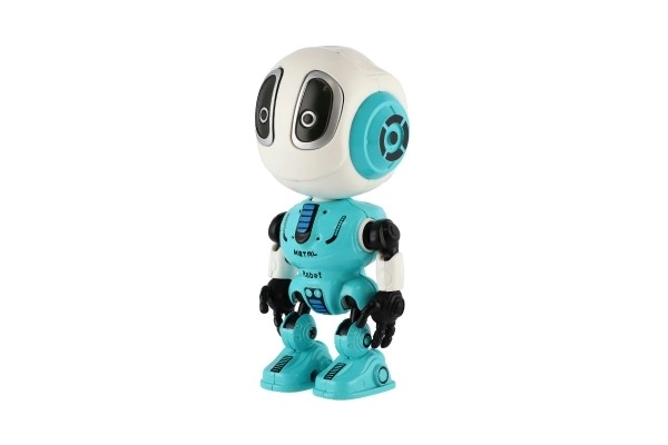 Robot ECHO répétant des phrases en métal 12cm bleu à piles avec son et lumière dans une boîte 10,5x15x5,5cm