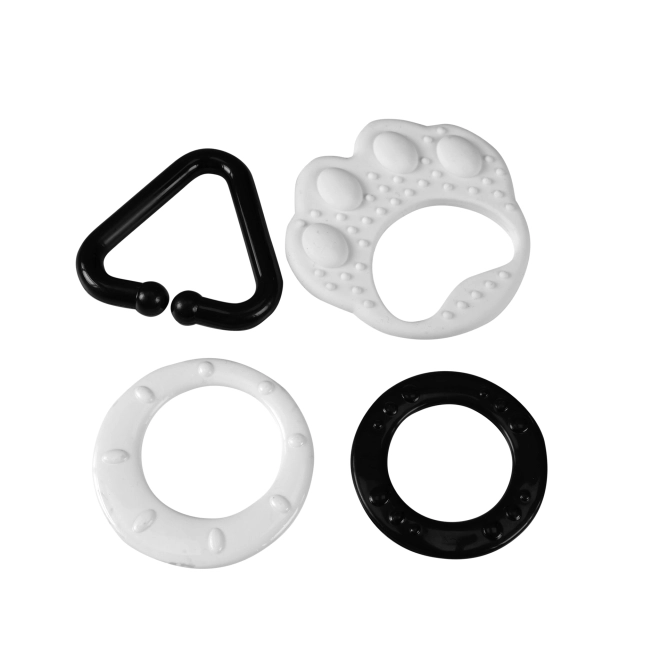 Anneau de dentition Patte d'ours avec anneaux noir et blanc - silicone