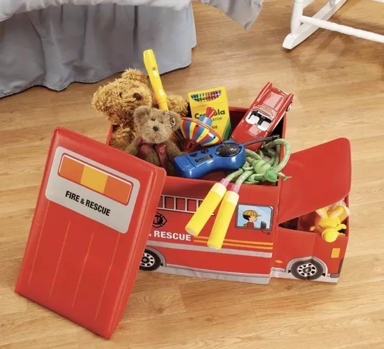 Pouf pliable / coffre à jouets Pompiers - Kruzzel 22489