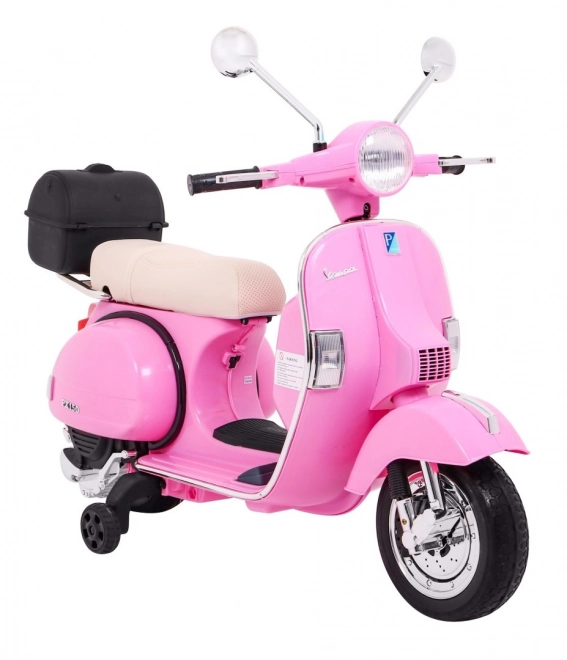 Scooter électrique pour enfants Vespa rose avec roues stabilisatrices