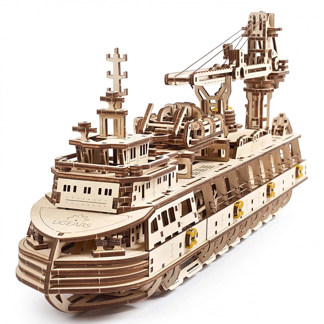 Ugears puzzle 3D - Bateau à vapeur d'exploration 575 pièces