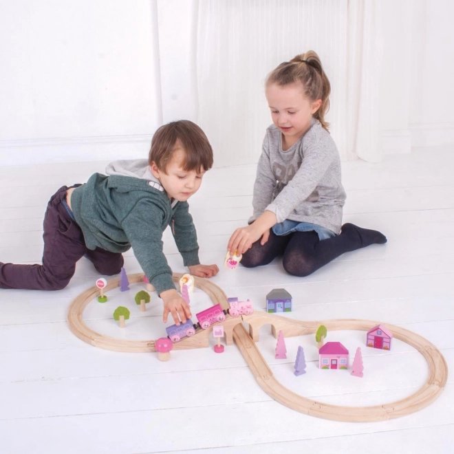 Bigjigs Rail Circuit de train en bois en huit pour princesses 35 pièces