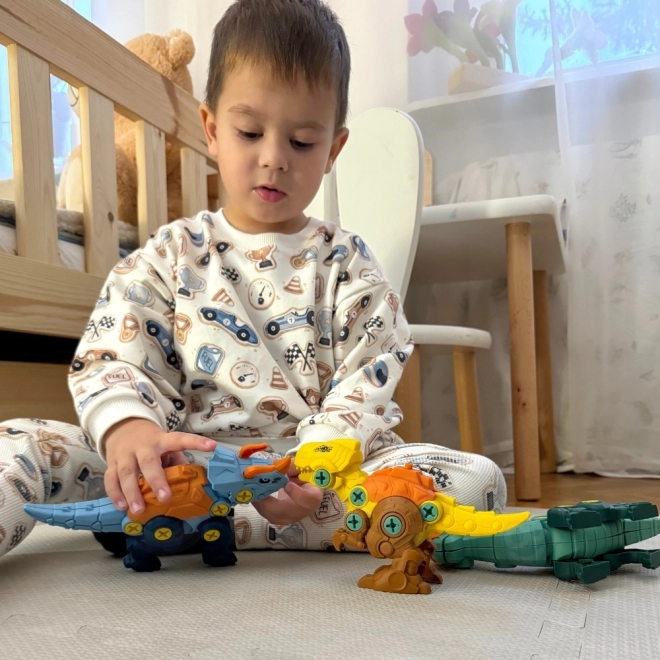 Woopie ensemble dinosaures à visser 3 pièces ensemble de construction avec mallette et perceuse avec tournevis