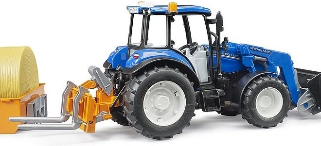 Bruder Tracteur New Holland T5.120 avec chargeur frontal et remorque