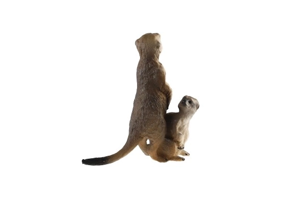 Suricate avec bébé zooted plastique 8cm marron foncé dans un sac