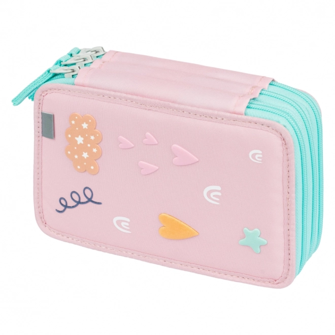 BAAGL Trousse d'école à trois étages Arc-en-ciel rose