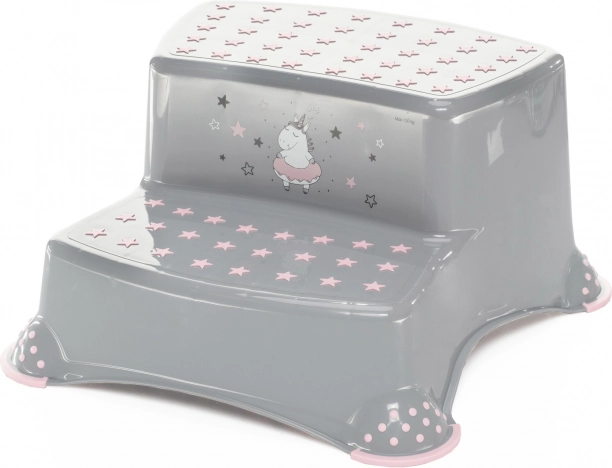 Marchepied à deux niveaux pour WC/lavabo « Licorne », Gris/Rose