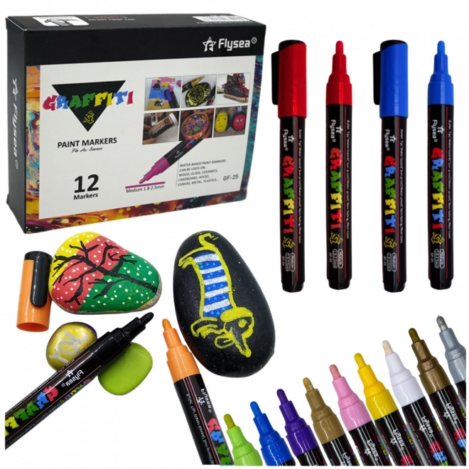 Ensemble de marqueurs acryliques couleurs intenses 12 pcs