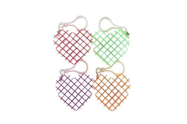 Pendentif fidget cœur changeant de forme antistress plastique 6cm 4 couleurs dans une boîte 6x6,5cm 24pcs dans un carton