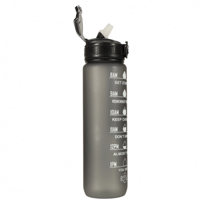 Bouteille d'eau avec paille et motivation 1l noir