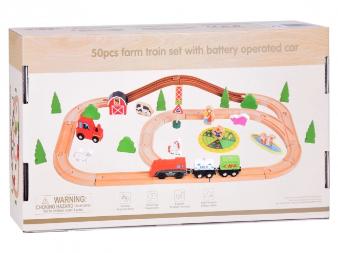 Ensemble de Train en Bois Ferme pour Enfants