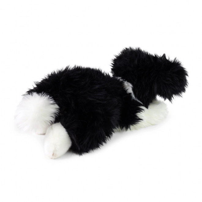 Chien en peluche border collie allongé 30 cm ÉCOLOGIQUE
