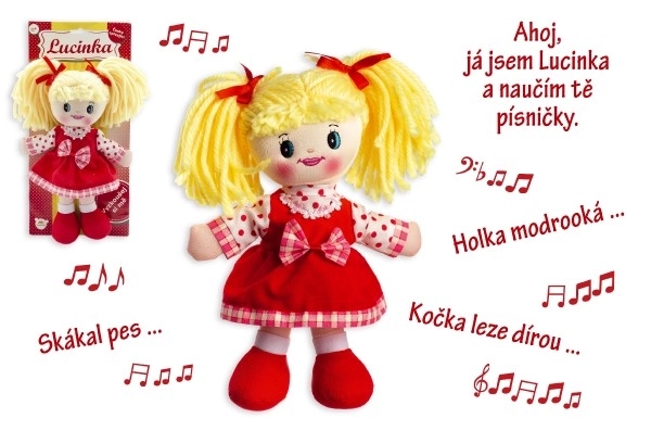 Poupée de chiffon chantante tchèque Lucinka - 30 cm