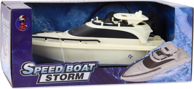 Bateau à moteur télécommandé RC Speed Boat Storm noir et blanc