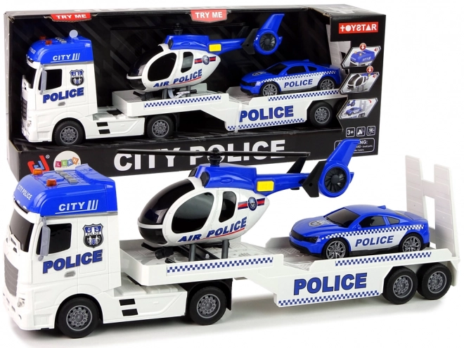 Ensemble de véhicules de police Camion Hélicoptère Effets sonores et lumineuses