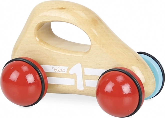 Voiture de course en bois avec poignée – naturel