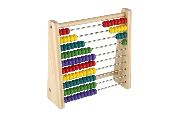 Compteur de 100 billes en bois 18x18cm dans une boîte 20x19,5x7cm