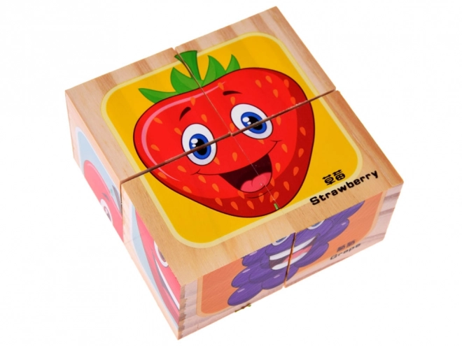 Blocs en bois casse-tête aux fruits