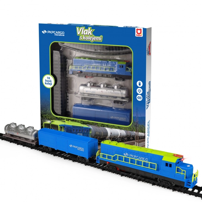 Train de marchandises PKP Cargo International avec wagons et rails avec son et lumière