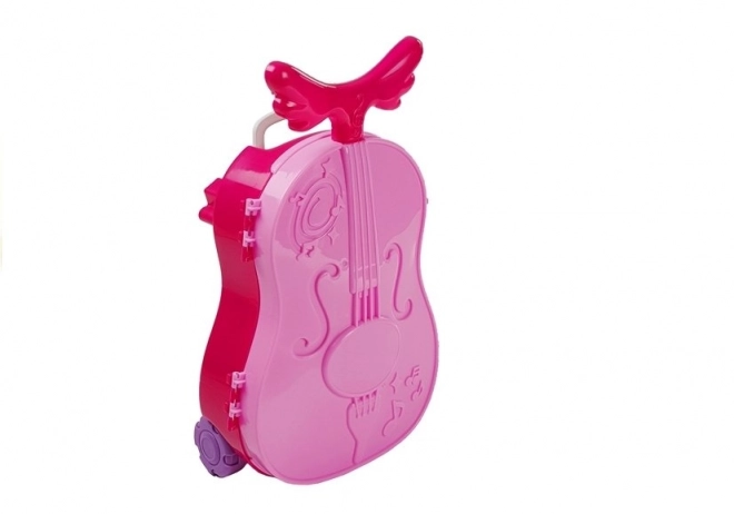 Coiffeuse en forme de violon avec roulettes et miroir