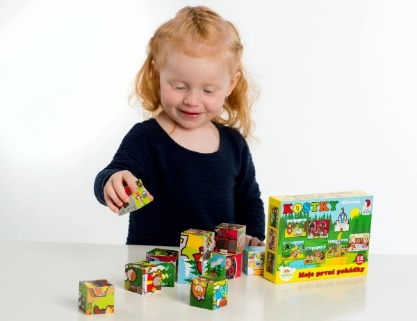 Cubes en bois Mes premiers contes de fées 12 pcs dans une boîte 17x12,5x4cm