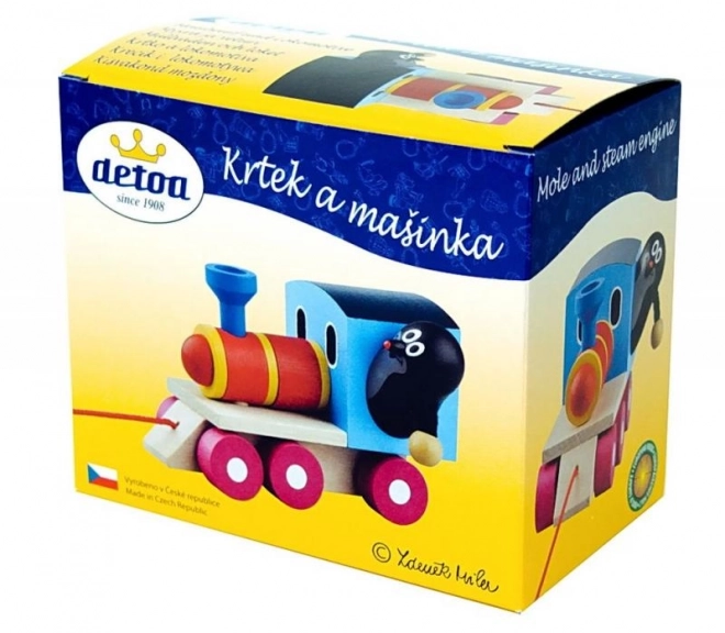 Train en bois à tirer avec La Petite Taupe - 12 cm