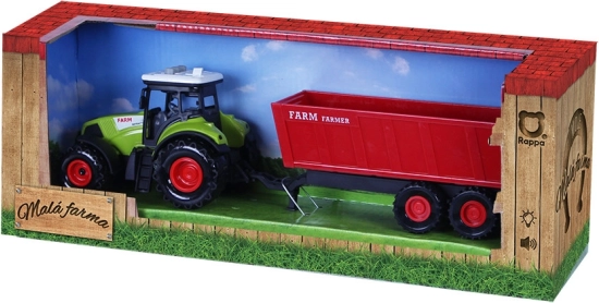 Tracteur en plastique avec son et lumière avec remorque rouge