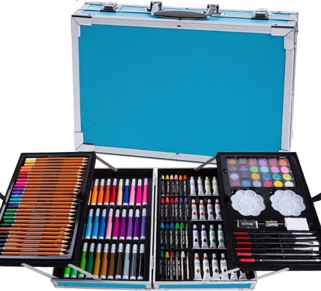 Coffret de fournitures artistiques 145 pièces – Bleu