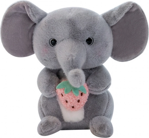 Éléphant en peluche avec fraise gris 23 cm