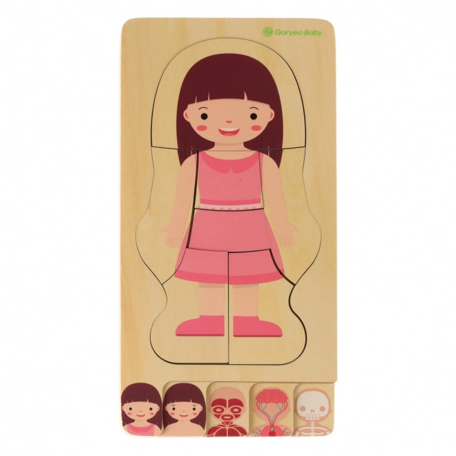 Puzzle en bois Montessori parties du corps - fille
