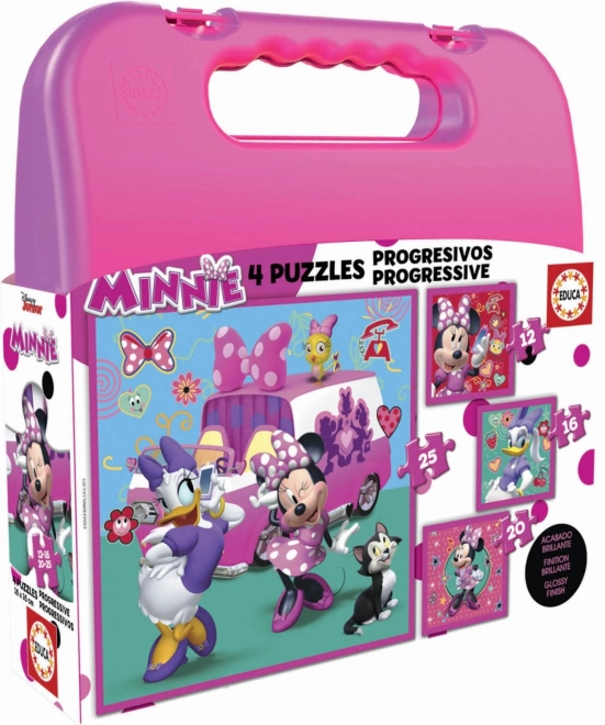 Puzzle EDUCA dans la mallette Minnie et Daisy 4 en 1 pour enfants