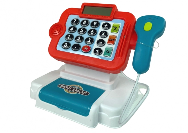 Caisse enregistreuse pour enfants avec calculatrice et panier de légumes