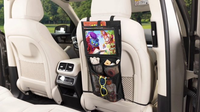 Organisateur de siège + poche pour tablette et jouets