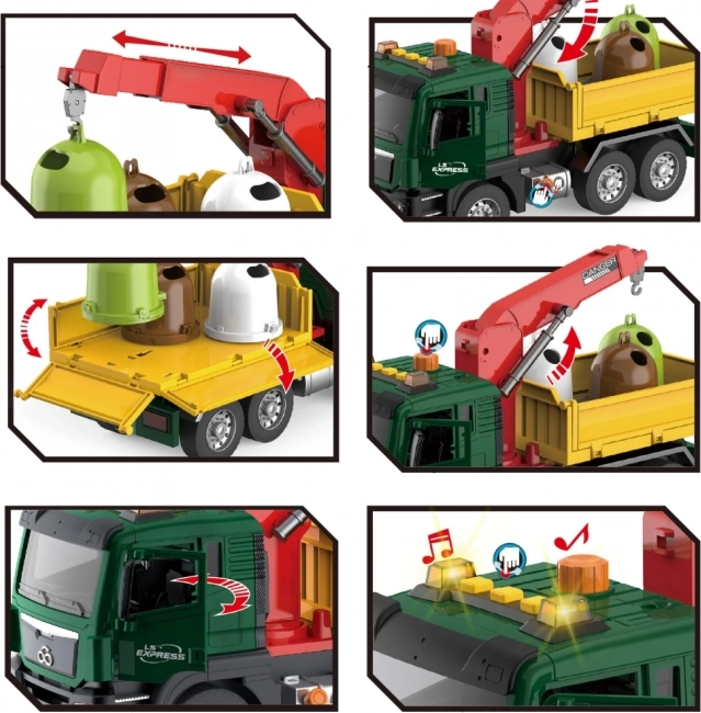 Camion-benne de Woopie avec grue pour le tri des déchets - échelle 1:10