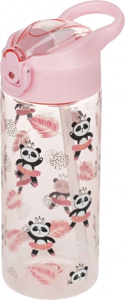 Bouteille pour enfants rose avec paille Panda 500 ml