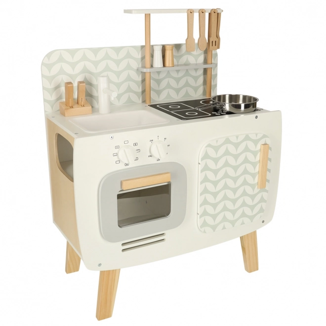 Cuisine rétro en bois pour enfants avec accessoires