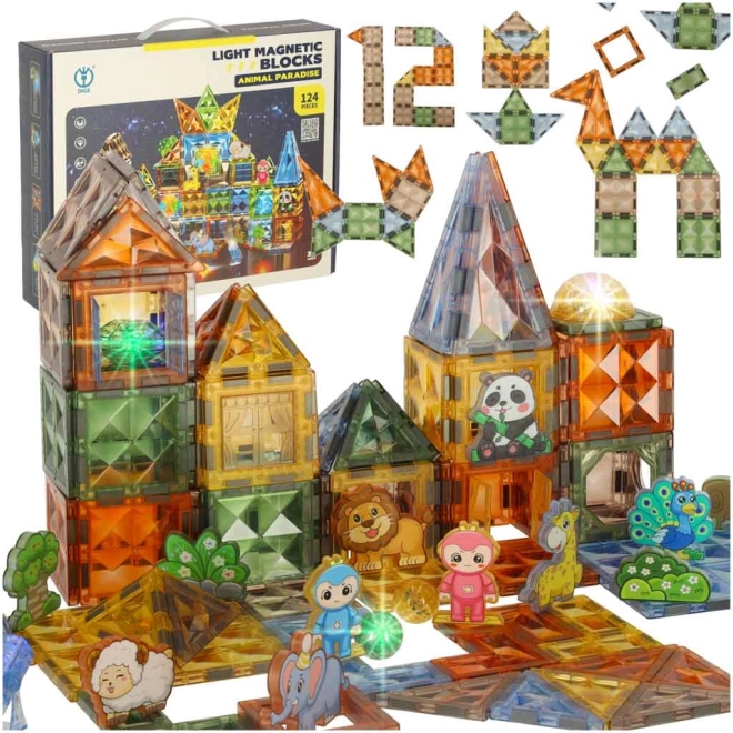 Jeu de construction magnétique lumineux de 124 pièces