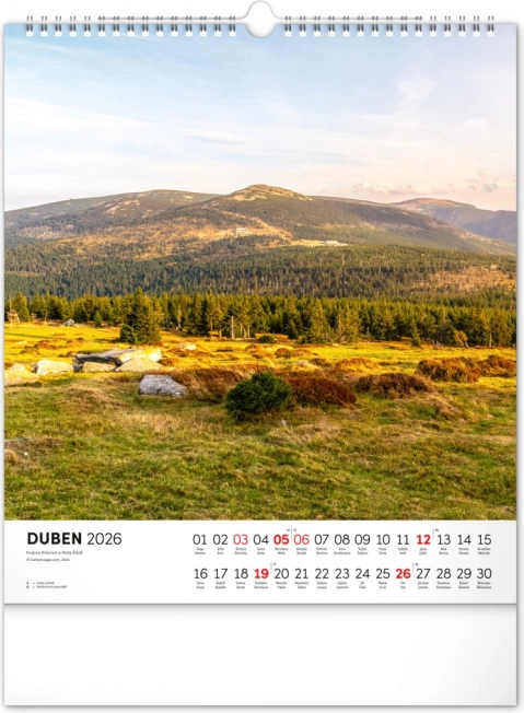 Calendrier mural Krkonoše 2026