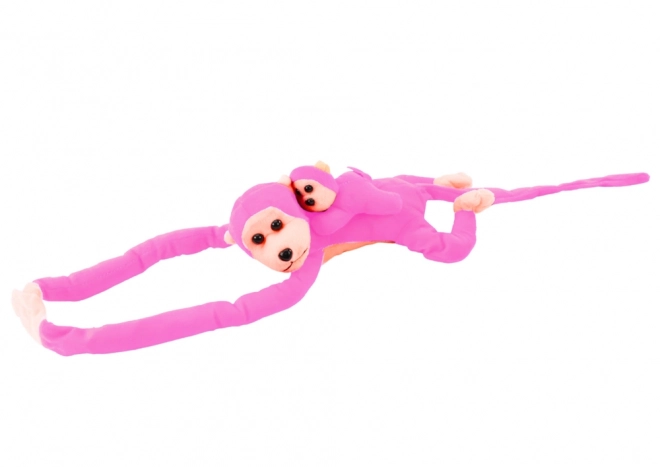 Singe en peluche avec petit bébé rose 90 cm