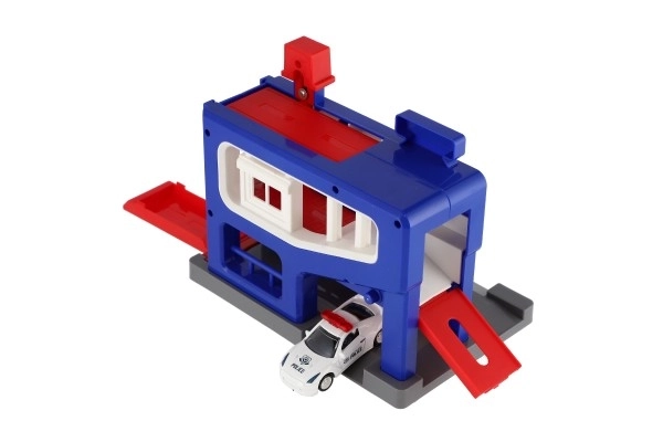 Garage de stationnement de police avec petite voiture