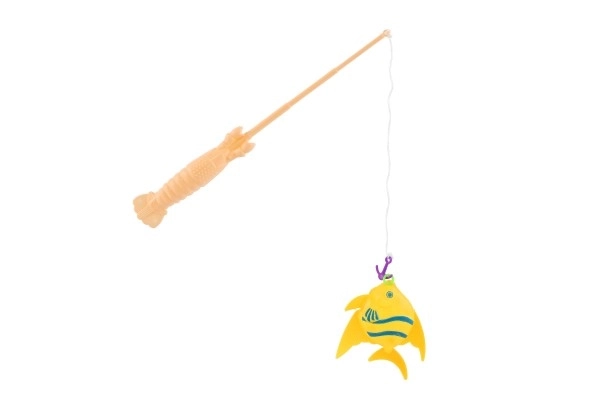 Jeu de poisson/pêcheur avec canne à pêche 26cm plastique 5 couleurs sur carte 15,5x49x2cm