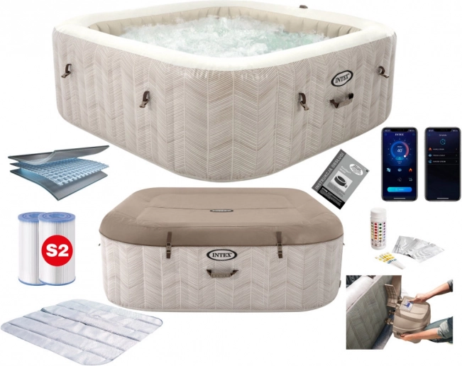 Spa gonflable carré pour 6 personnes 196x71 cm avec accessoires premium par INTEX