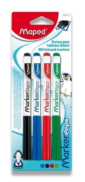 MAPED Marqueurs pour tableaux blancs Marker'Peps 4 pcs