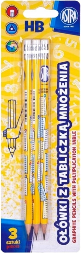 ASTRA crayons HB avec impression de la table de multiplication, 3 pcs